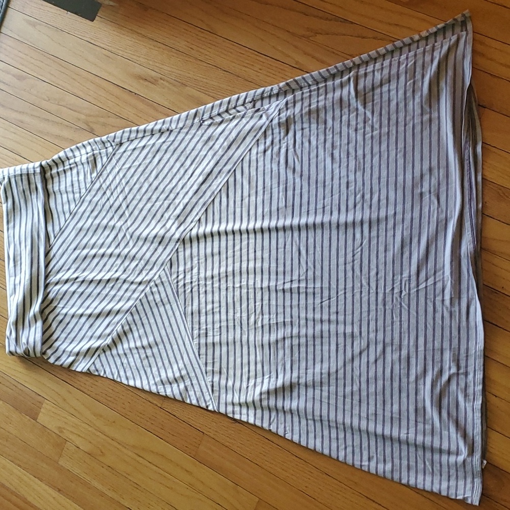 Calvin Klein High Striped Maxi Skirt Elastic Pull On Size Large